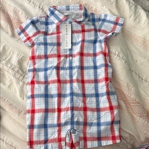 Janie and Jack Red and Blue Checkered Romper